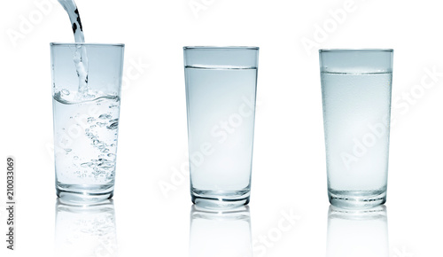 A set glass with water on a white background,clipping path included