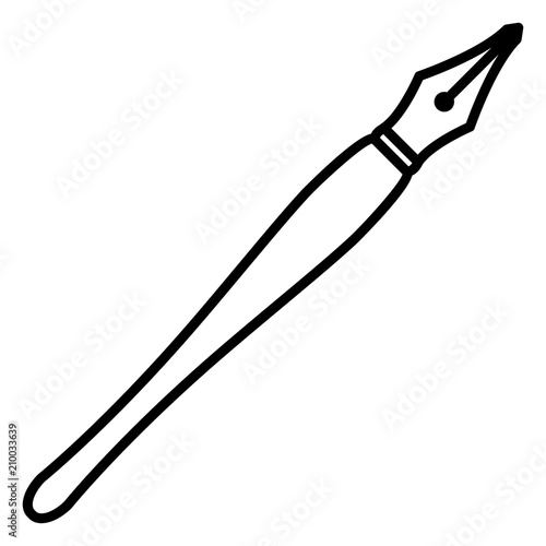 Vector Black Outline Icon - Calligraphic Pen