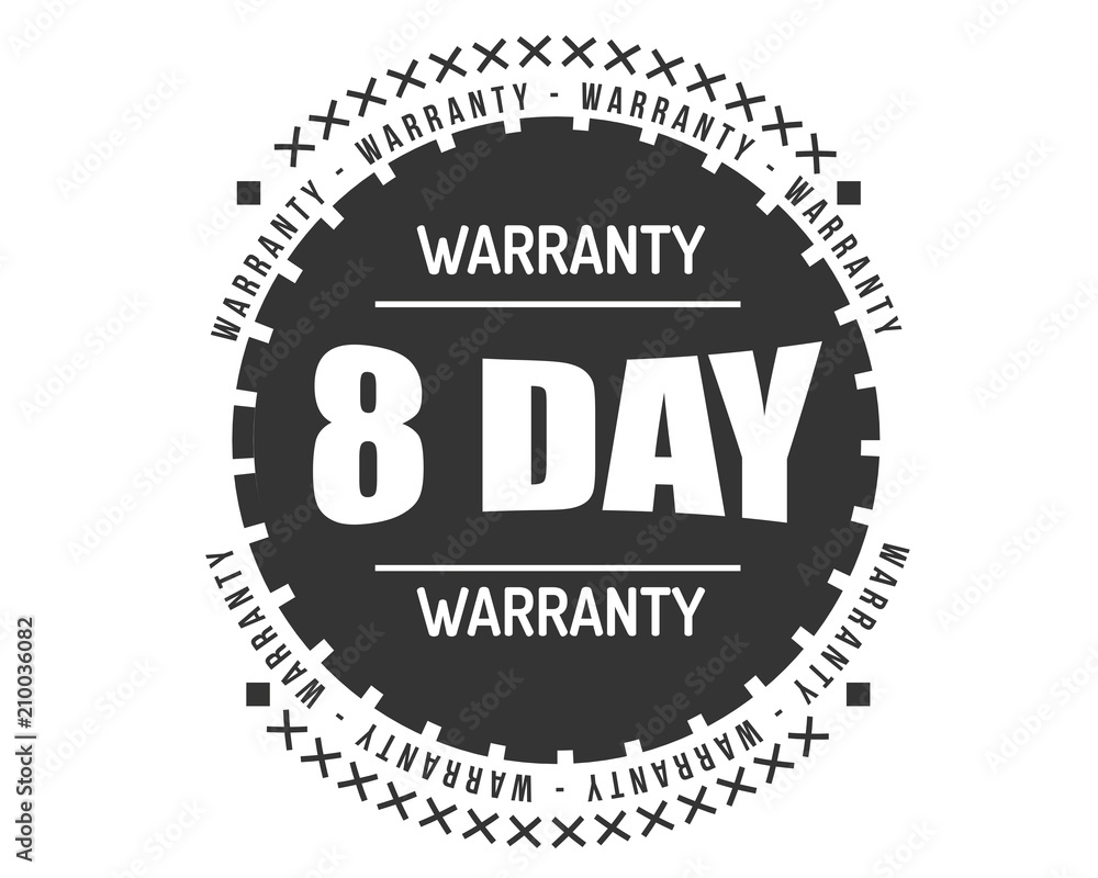 8 day warranty icon vintage rubber stamp guarantee