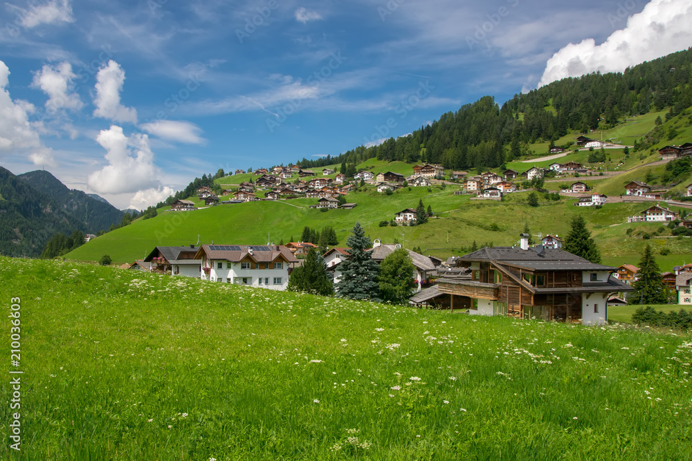 Scenic view of alpine village in Dolomites