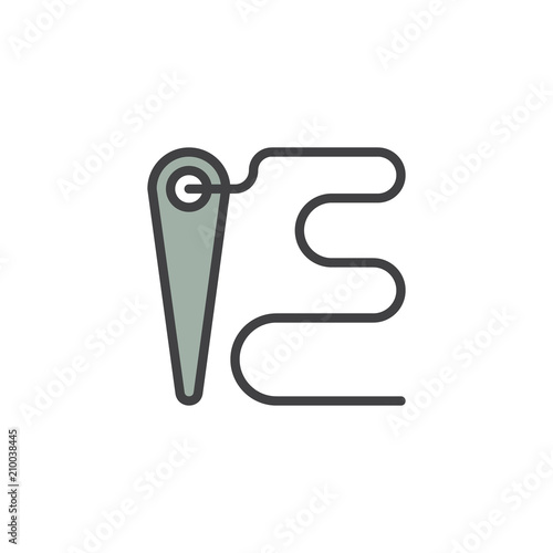 Bone Needle with thread filled outline icon