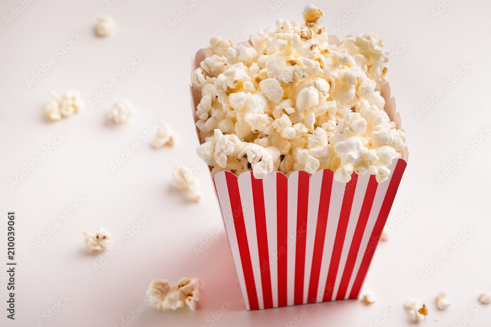 Bucket of popcorn on white background Bucket of popcorn on white background