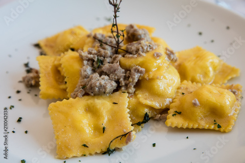 Ravioli di zucca (pumpkin) with italian sausage