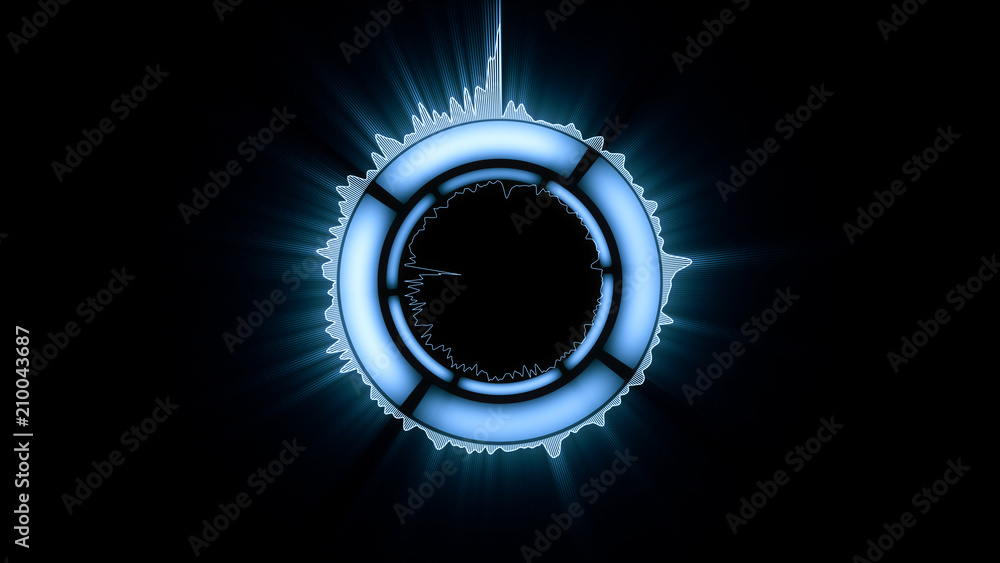 Sci Fi HUD Abstract Background, Blue circle with analog wave, dash circle and glowing style. Sci Fi HUD Abstract Background, Blue circle with analog wave, dash circle and glowing style.