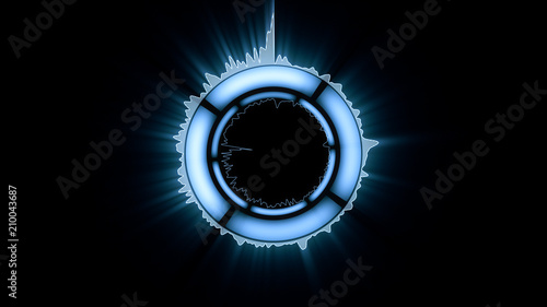 Sci Fi HUD Abstract Background, Blue circle with analog wave, dash circle and glowing style.