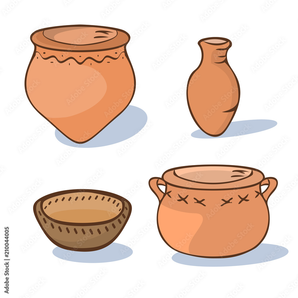 neolithic ceramics cartoon Stock Vector | Adobe Stock