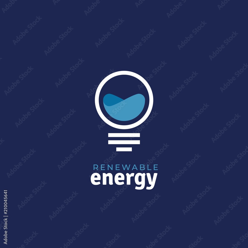 Outline logo of lightbulb. Water renewable energy design template