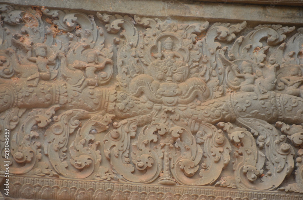 relief angkor ancient temple cambodia sculpture