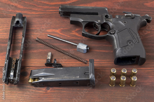 disassembled gun 9 mm