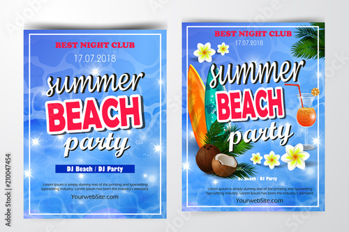 Poster for summer and beach party background