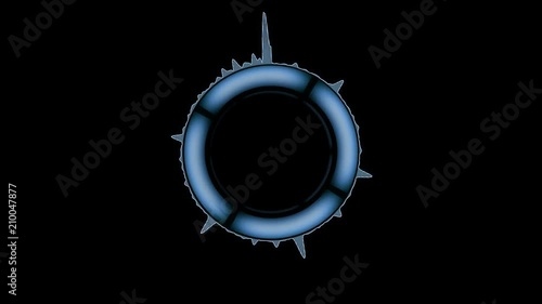 Sci Fi HUD Abstract Background, Blue circle with analog wave, dash circle and glowing style. photo