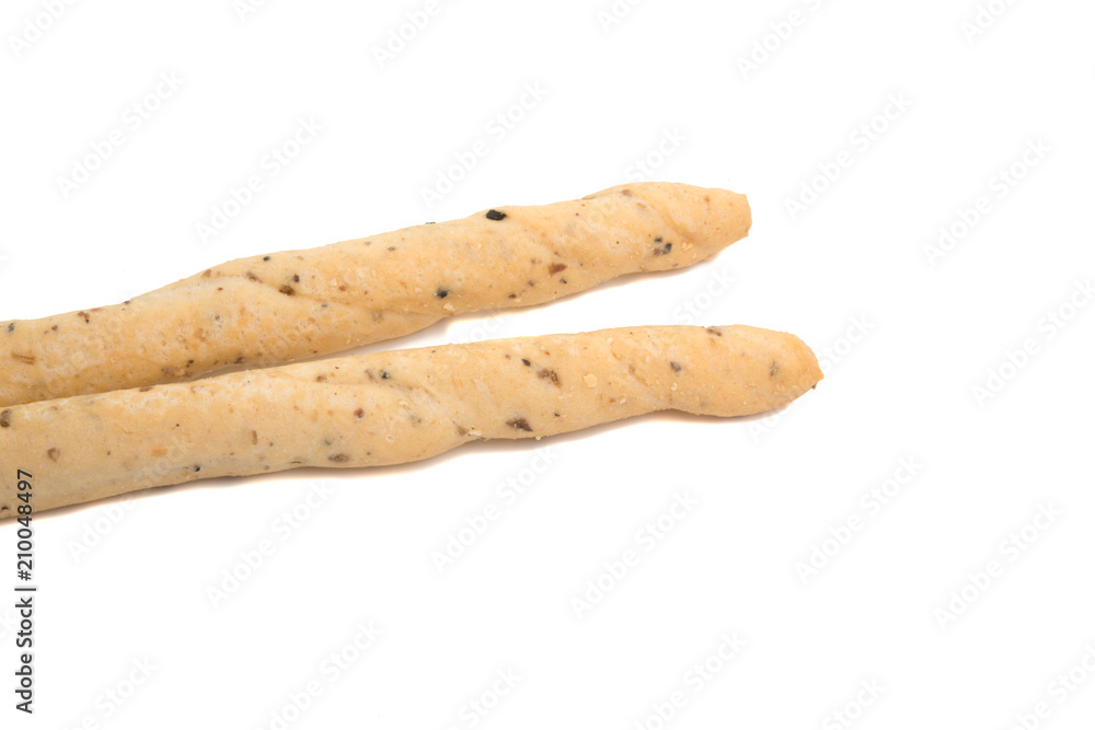 Bread sticks italian snack isolated on the white Bread sticks italian snack isolated on the white