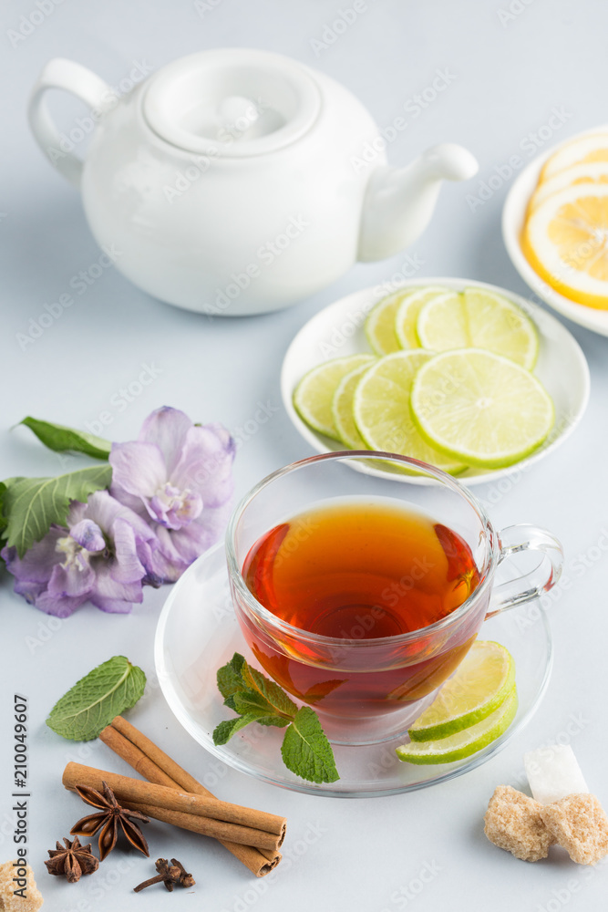 Composition of tea with spice and fruits Composition of tea with spice and fruits