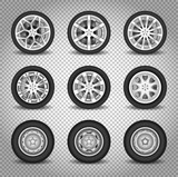 Car wheels vector set isolated on transparent background