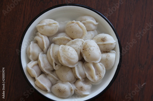 Boiled dumplings in a plate