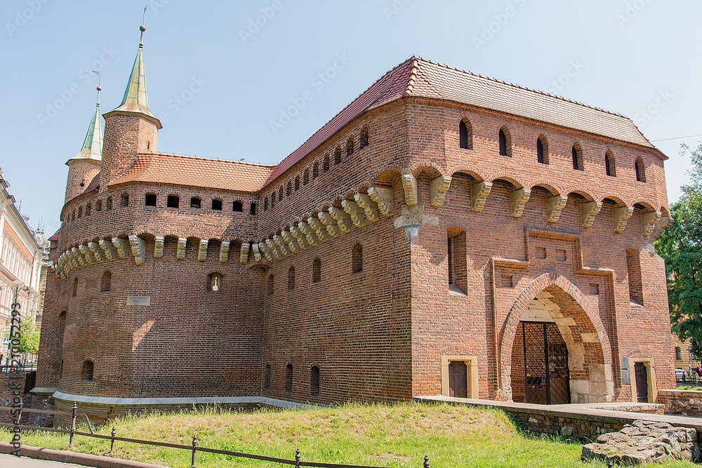 Historical fortification building - Barbican - in Krakow (Poland)
