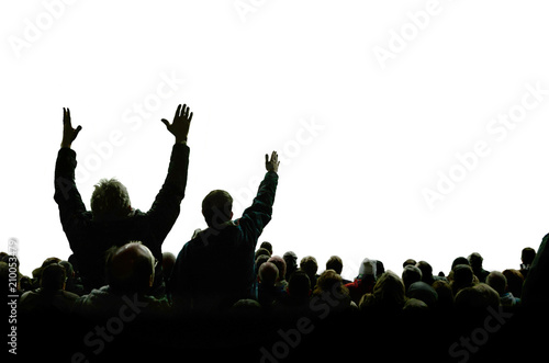 Furious soccer or football spectators isolated over white