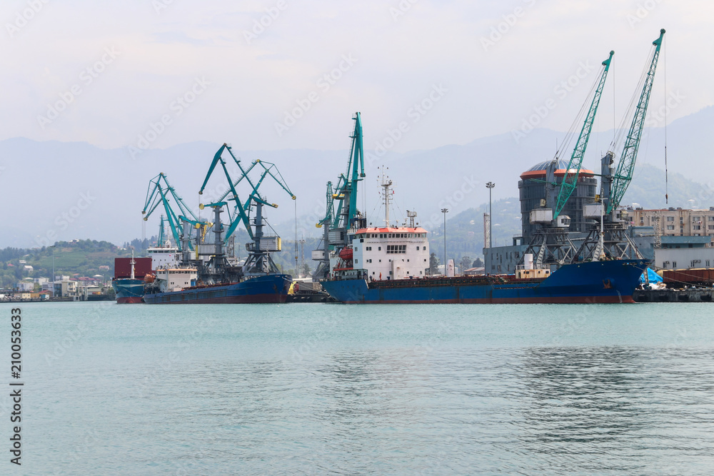 Cargo port on Black Sea in Batumi, Georgia