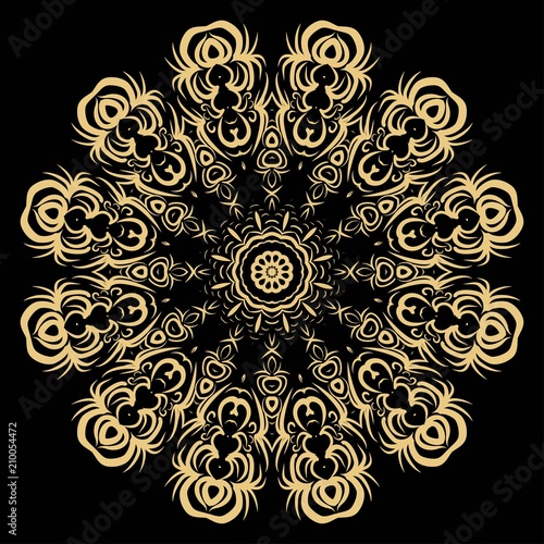 beautiful flower mandala. decorative vector. gold, black color. Super vector illustration.