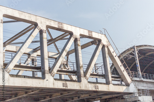 Unidentified metro train iron bridge with zigzag lines built using modern day technology in India
