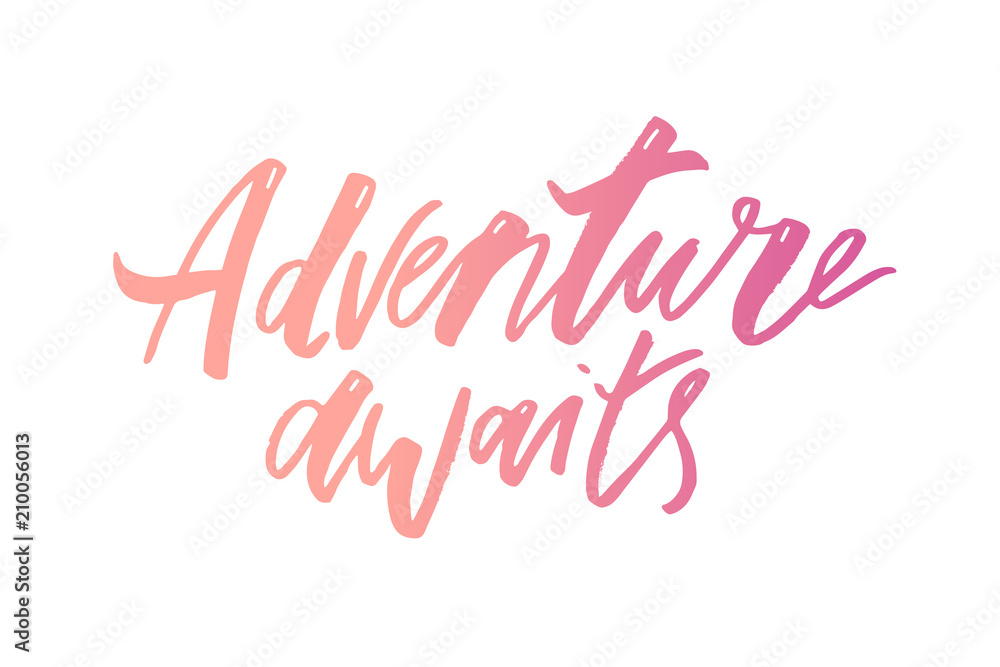 Lettering with phrase Adventure. Vector illustration. gradient
