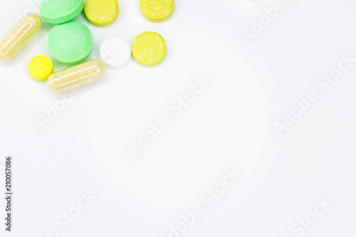 Pills close-up on a light background