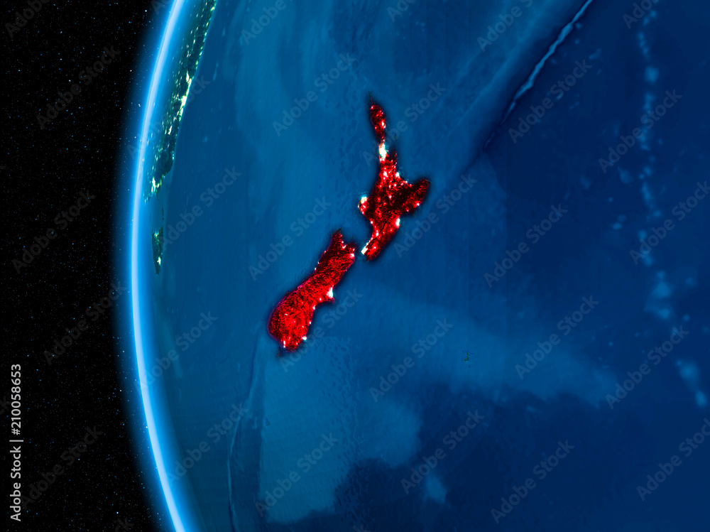 New Zealand on Earth at night