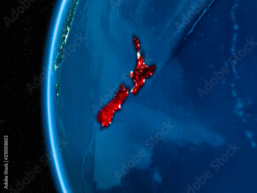 New Zealand on Earth at night