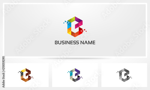 Letter B Triangle Pixel Colorful Eroded