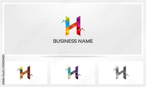 Letter H Triangle Pixel Colorful Eroded
