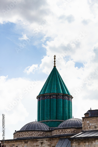 green dome of Rumi Shrine in Konya city photo