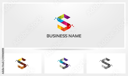 Letter S Triangle Pixel Colorful Eroded