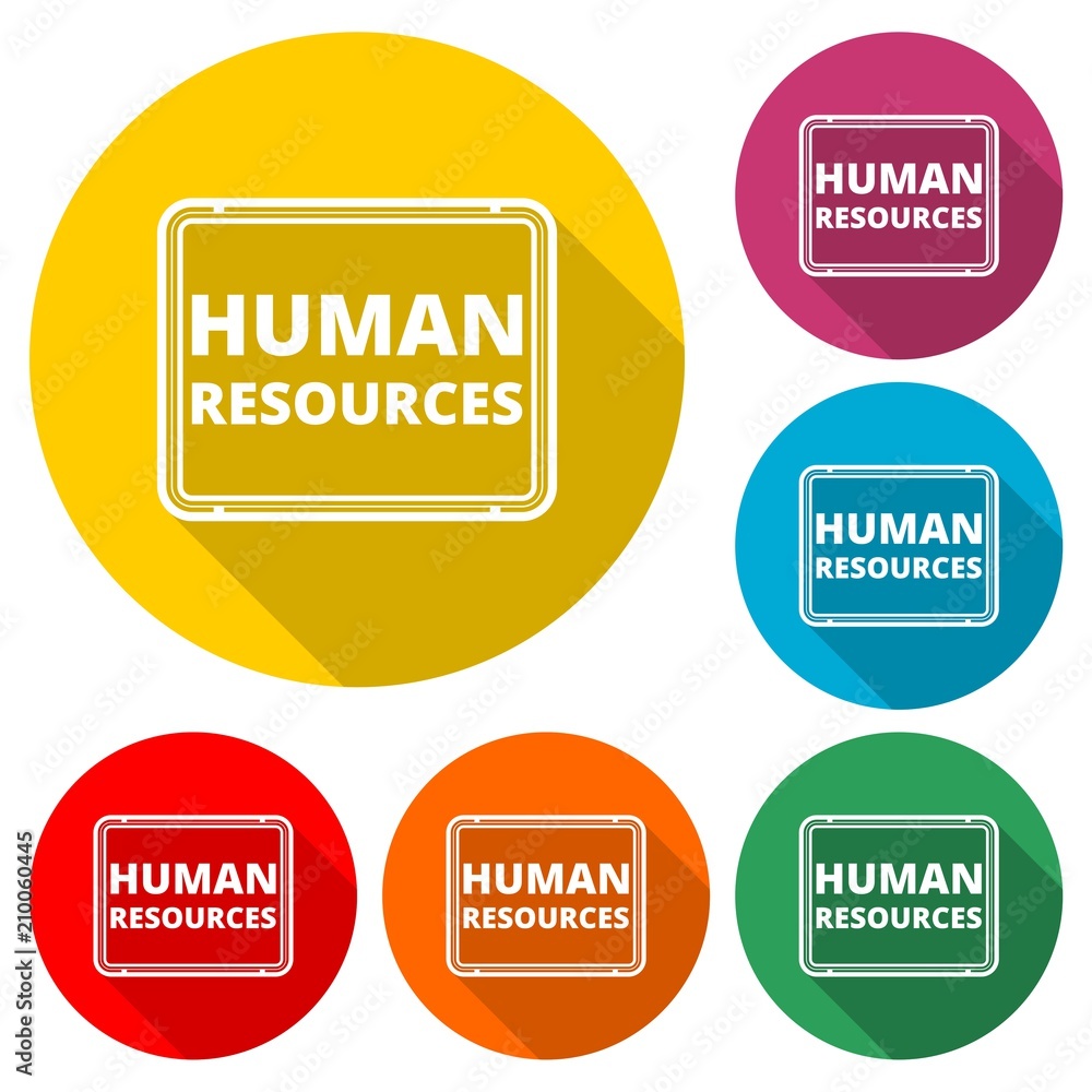 Human resources icon, color icon with long shadow Human resources icon, color icon with long shadow