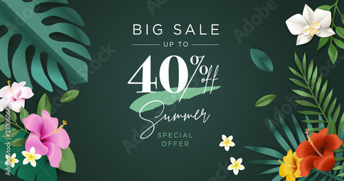 Summer sale vector illustration for mobile and social media banner, poster, shopping ads, marketing material. 