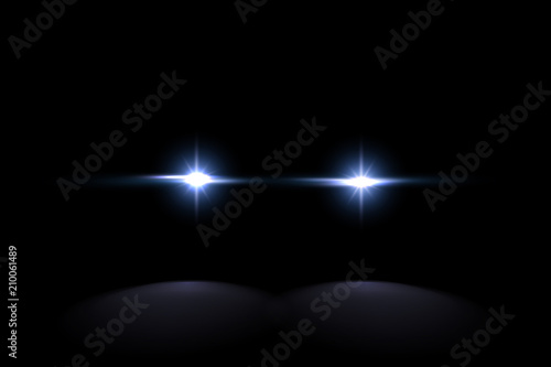 Creative vector illustration of police car silhouette headlights, blinking isolated on transparent background. Glowing headlamp. Red, blue siren lights. Art design. Abstract concept graphic element