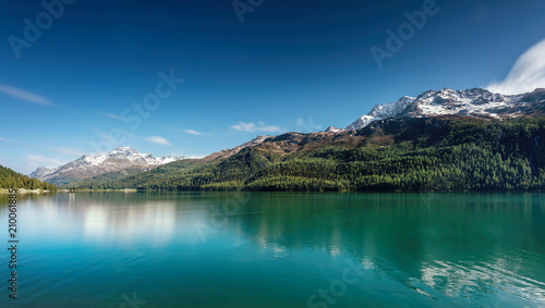 beautiful lake high in the alp mountains