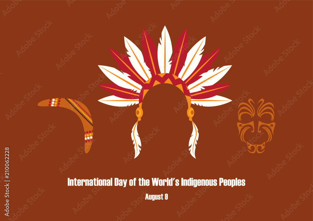 International Day of the World's Indigenous Peoples vector. Symbols of