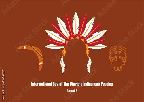 International Day of the World's Indigenous Peoples vector. Symbols of indigenous people. Indian headband icon. Important day