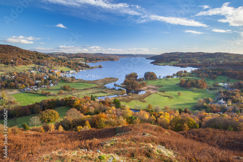 Wallpaper Mural View of Windermere in the English Lake District, from Todd Crag, on a sunny autumn day