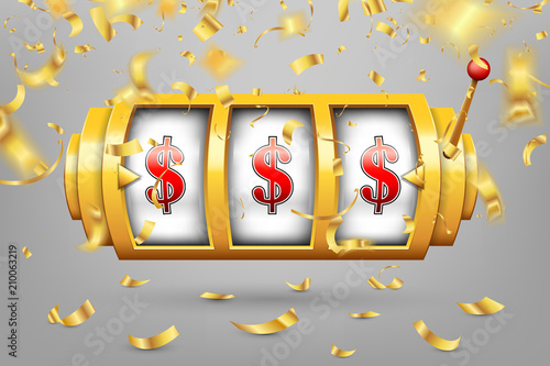 Creative vector illustration of 3d gambling reel, casino slot machine isolated on transparent background. Art design. Concept abstract graphic element - one arm bandit, lucky symbol, big win, 777