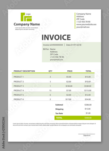Creative vector illustration of invoice form template for your billing isolated on transparent background. Customizable business company art design. Abstract concept graphic order description element