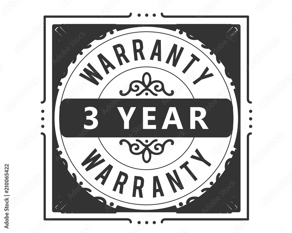 Fototapeta premium 3 year warranty icon vintage rubber stamp guarantee