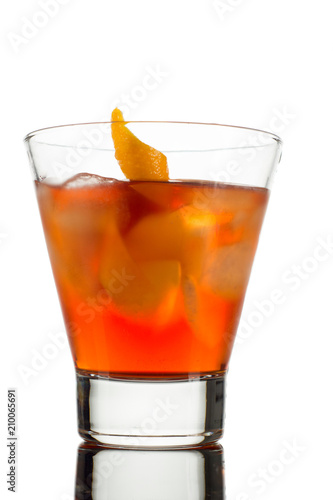 Alcohol cocktail Negroni isolated on white background