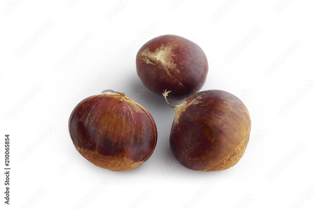 fresh chestnuts isolated on white background fresh chestnuts isolated on white background