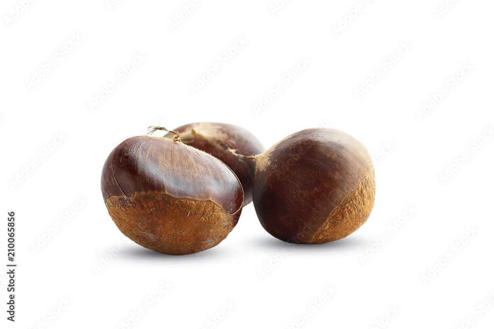 fresh chestnuts isolated on white background