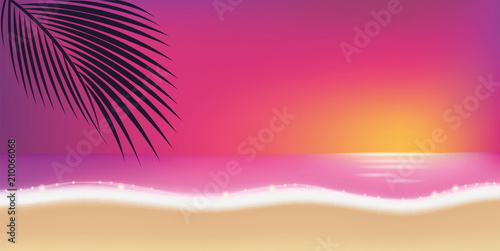 romantischer rosa sonnenuntergang am strand