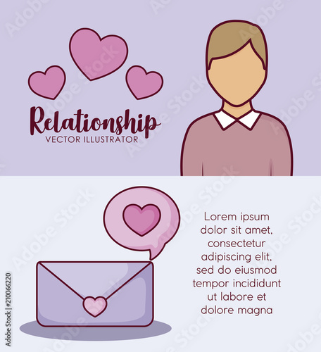 Infographic presentation of online dating concept with avatar man icons over colorful background, vector illustration