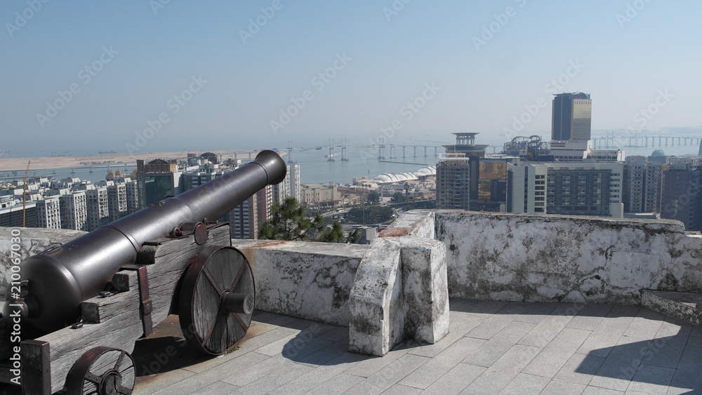 an old canon on the hill of Macau