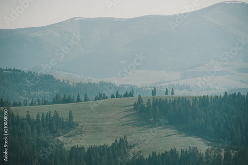 summer mountains green grass and blue sky landscape