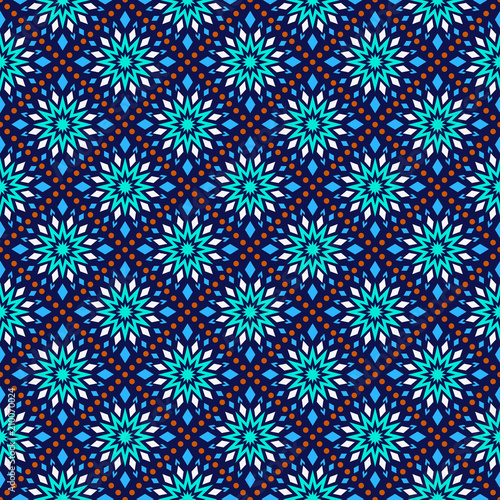 Kaleidoscope of colored snowflakes